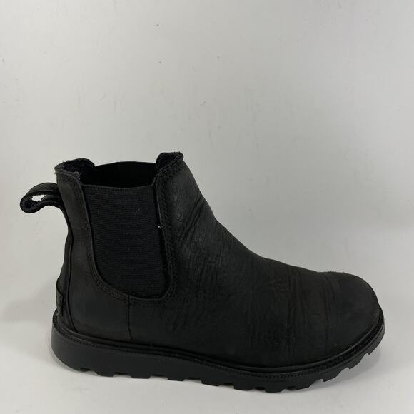 Sorel Ainsley Chelsea Boots Black Leather Booties Pull On Shoes Womens Size 6 - Picture 1 of 10